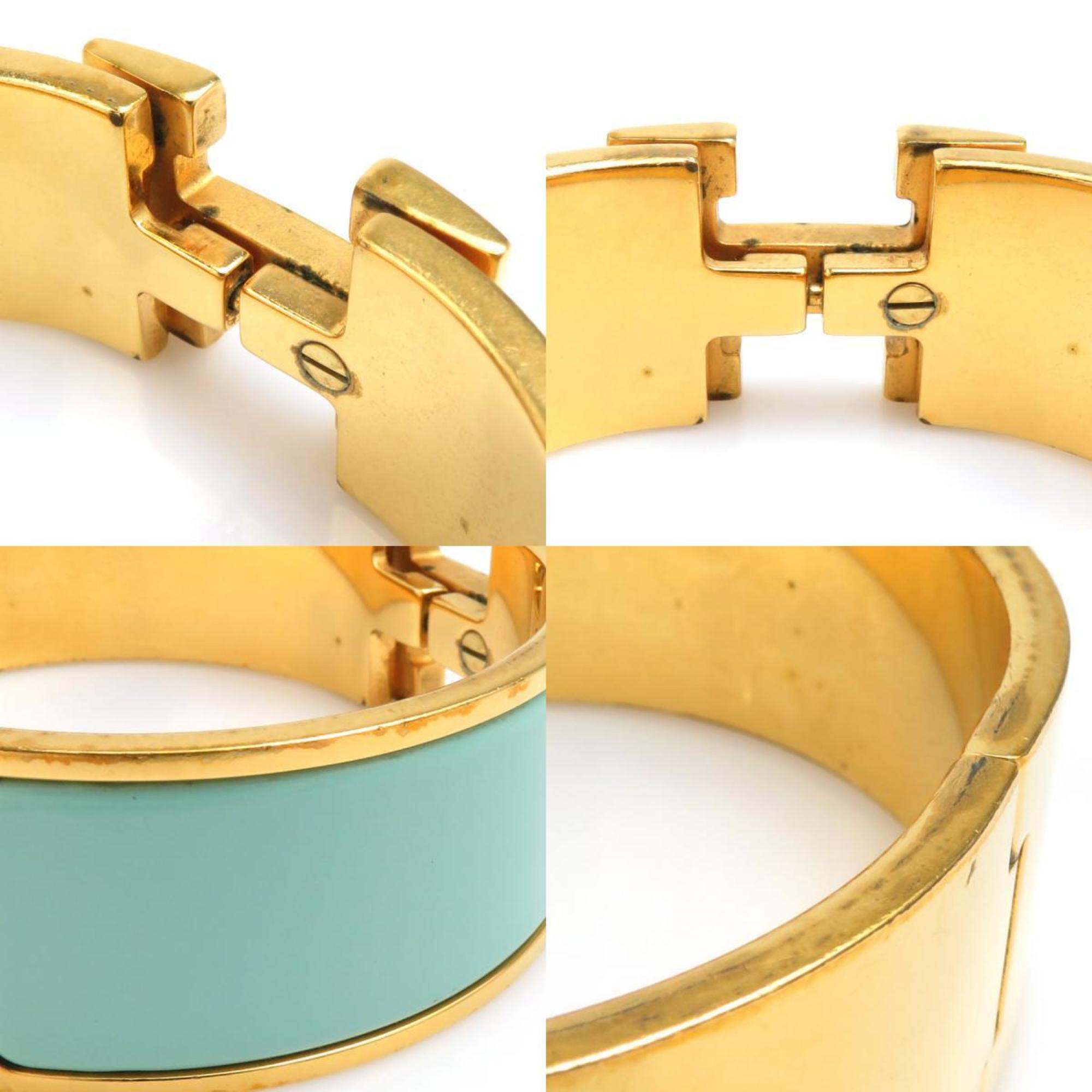 Hermes HERMES Bangle Bracelet Click Clack Metal Enamel Gold Blue Women's e59529a