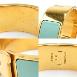 Hermes HERMES Bangle Bracelet Click Clack Metal Enamel Gold Blue Women's e59529a