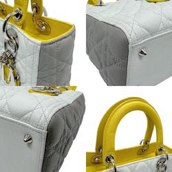 Christian Dior handbag shoulder bag Lady leather light blue gray yellow silver women's z2789