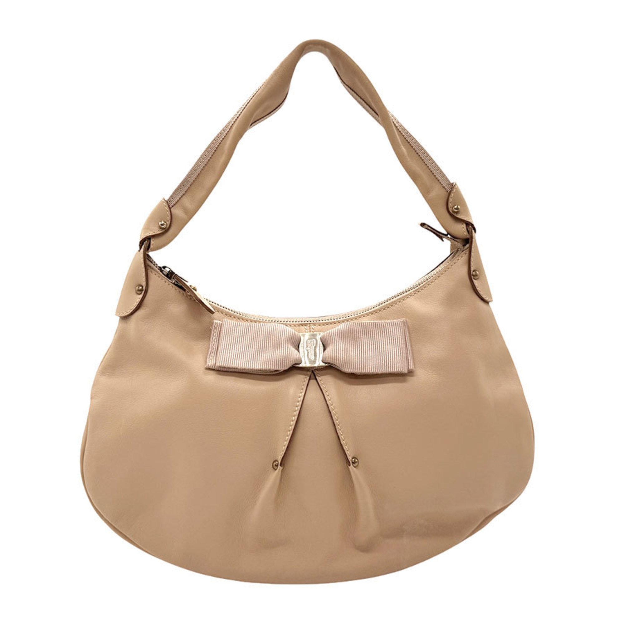 Salvatore Ferragamo handbag Vara ribbon leather beige women's z2770