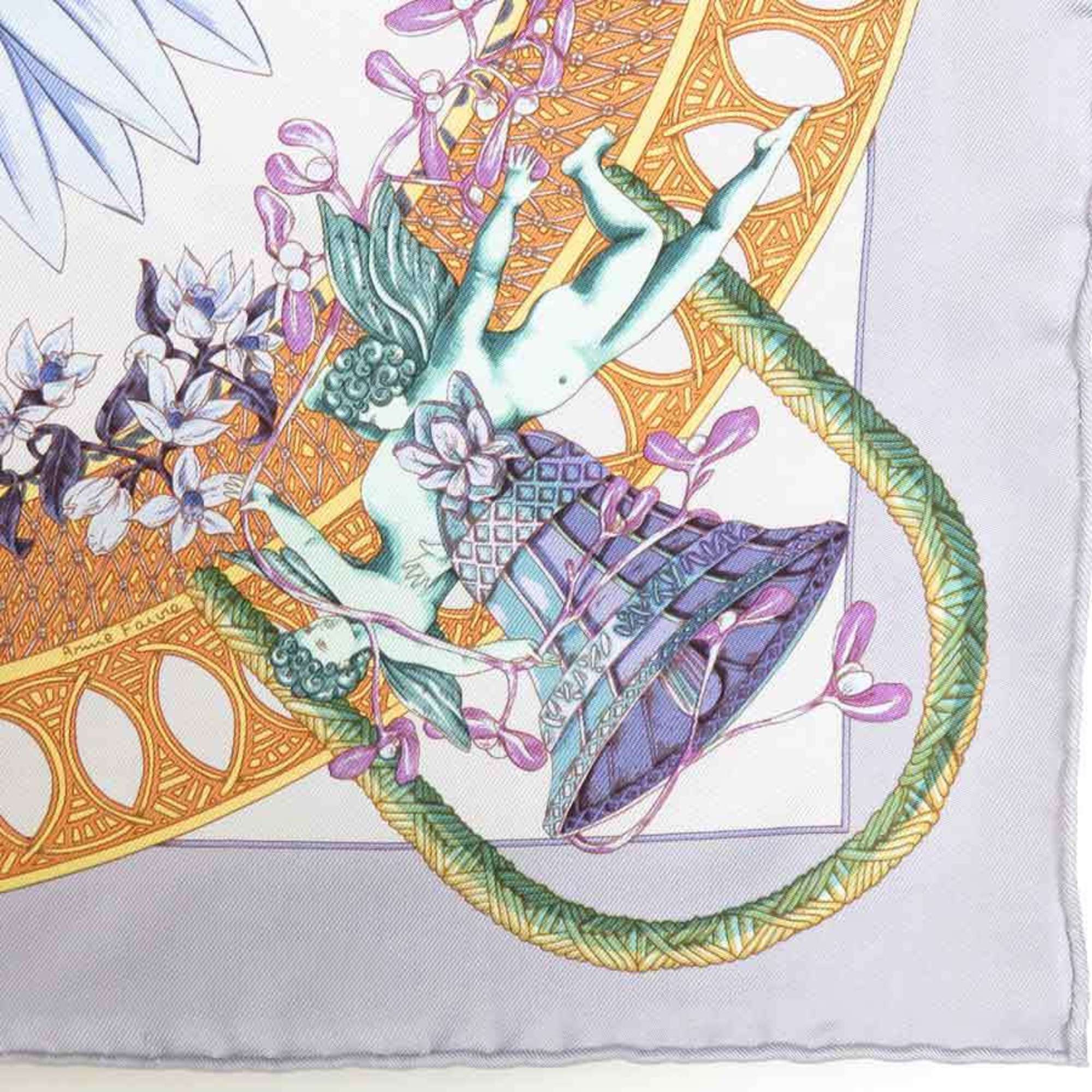 Hermes Scarf Muffler Petit Carre Silk Light Purple Multicolor Women's e59523a