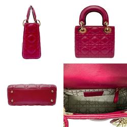 Christian Dior handbag shoulder bag Lady leather burgundy gold women's z2753