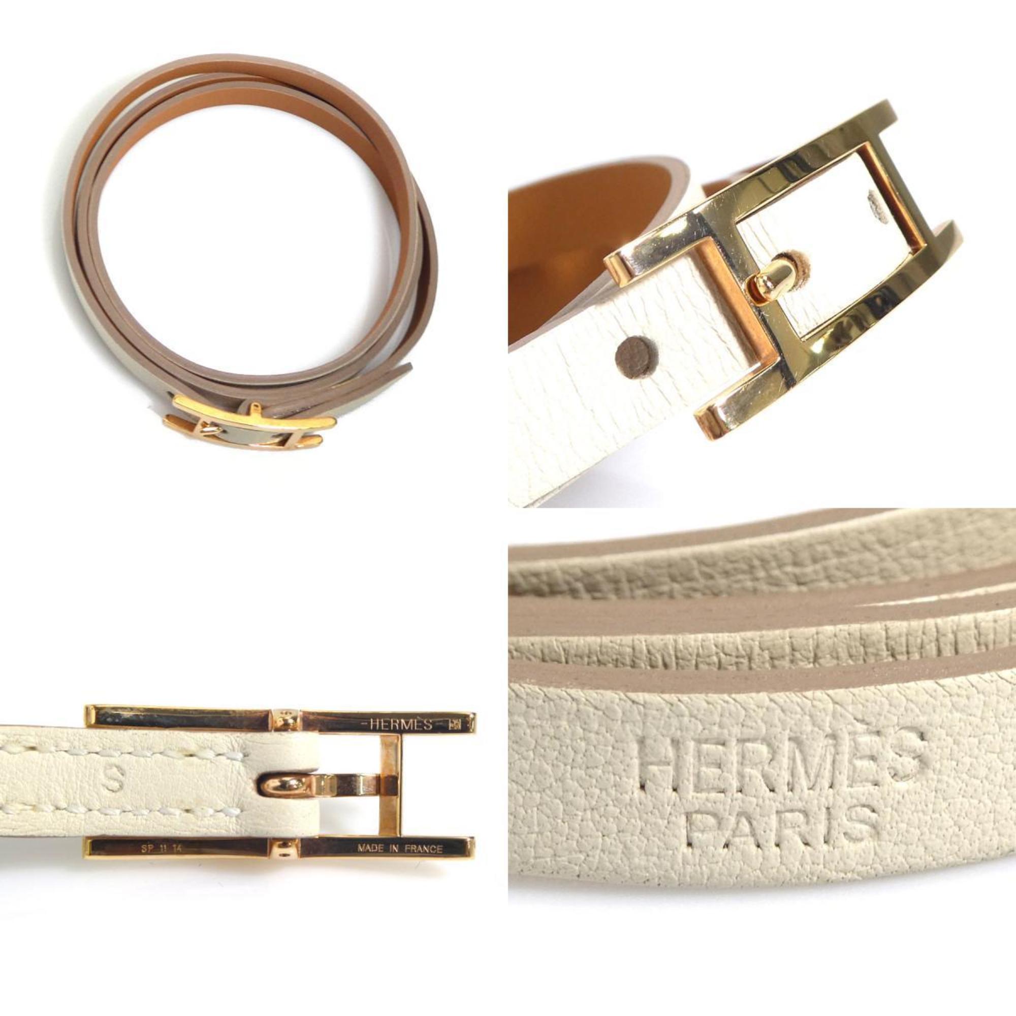 Hermes HERMES bracelet API leather metal white beige gold men's women's e59528g