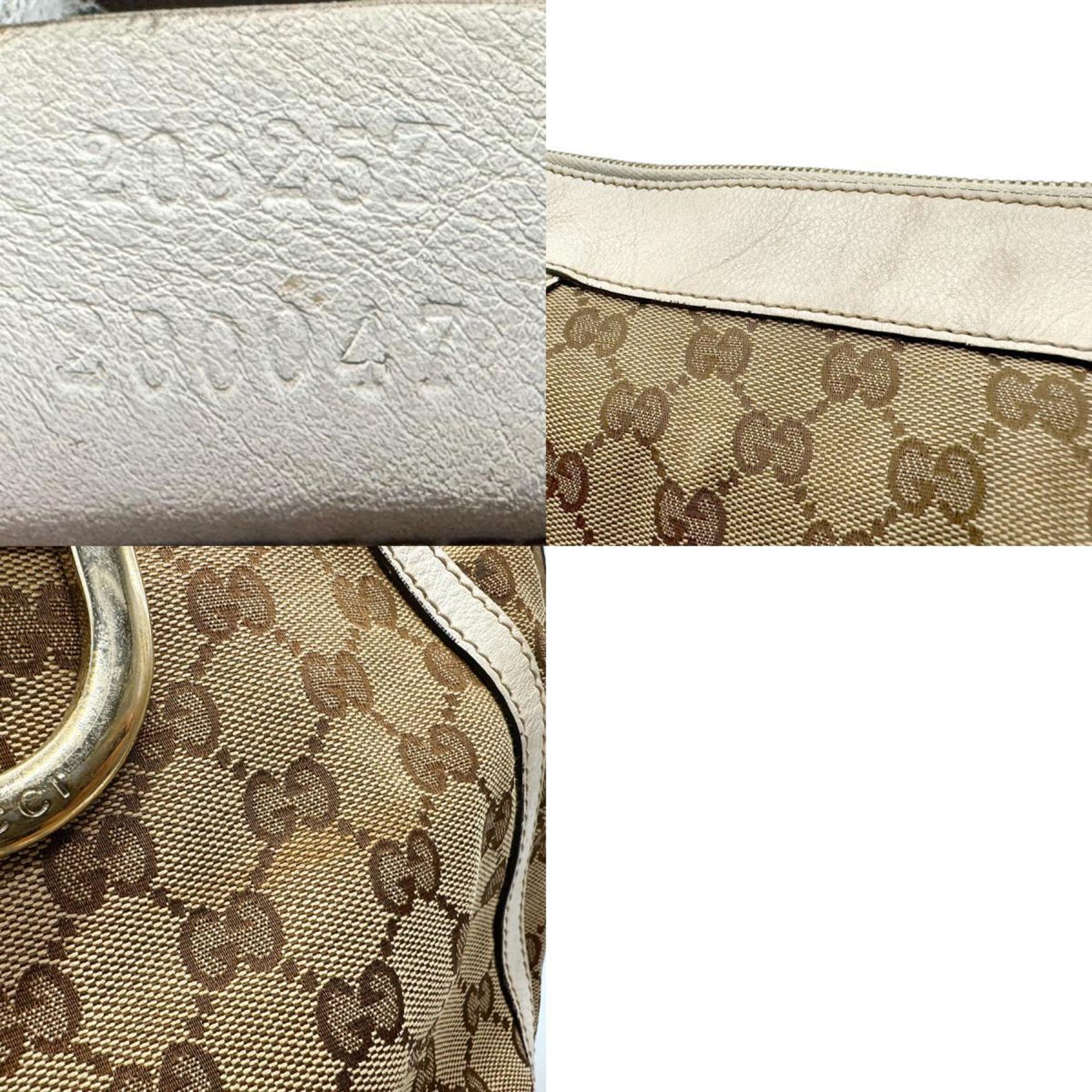 GUCCI Shoulder Bag GG Canvas Ivory x Brown Women's 203257 n0720