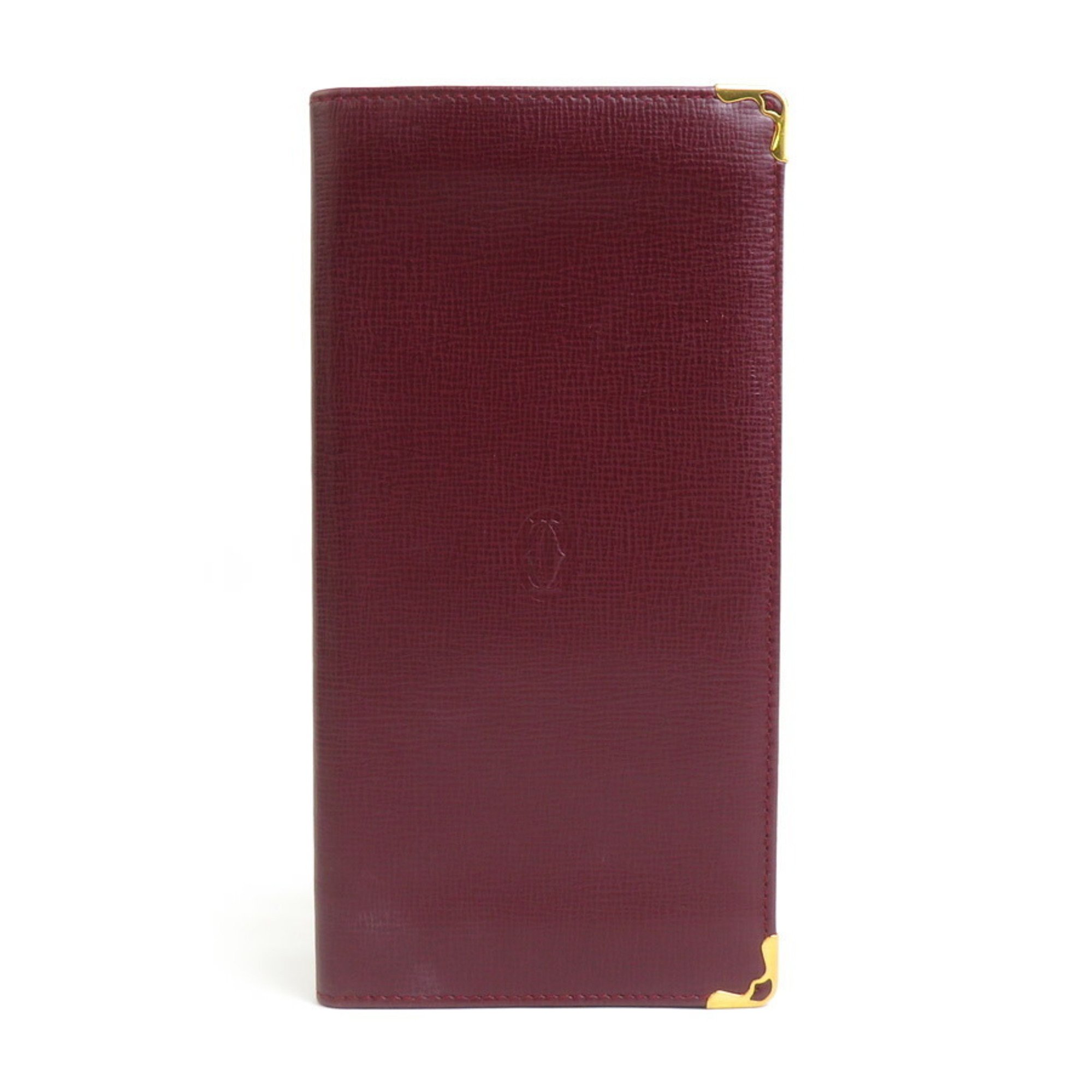 CARTIER Wallet Must Line Leather Bordeaux Men's Women's 55769f