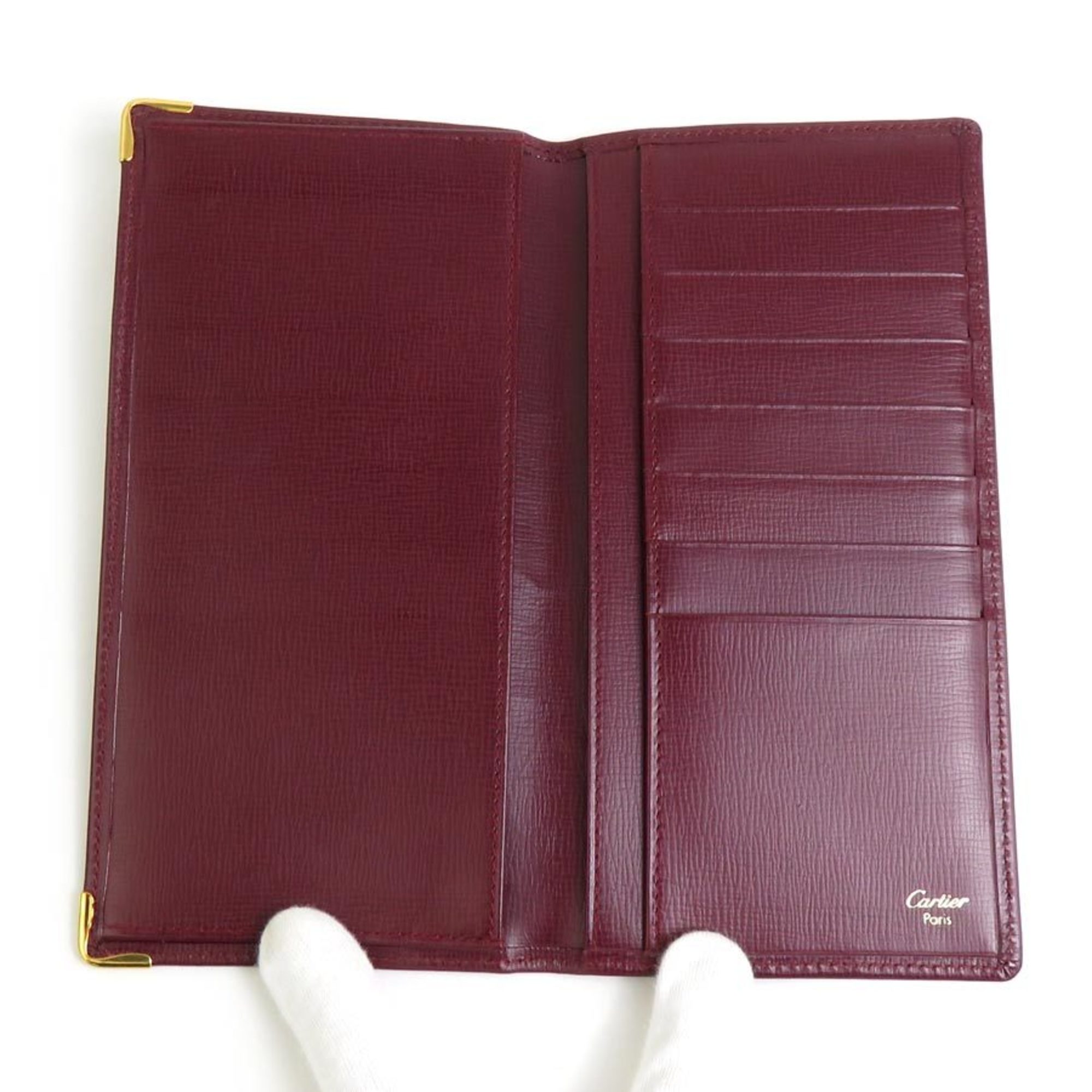 CARTIER Wallet Must Line Leather Bordeaux Men's Women's 55769f