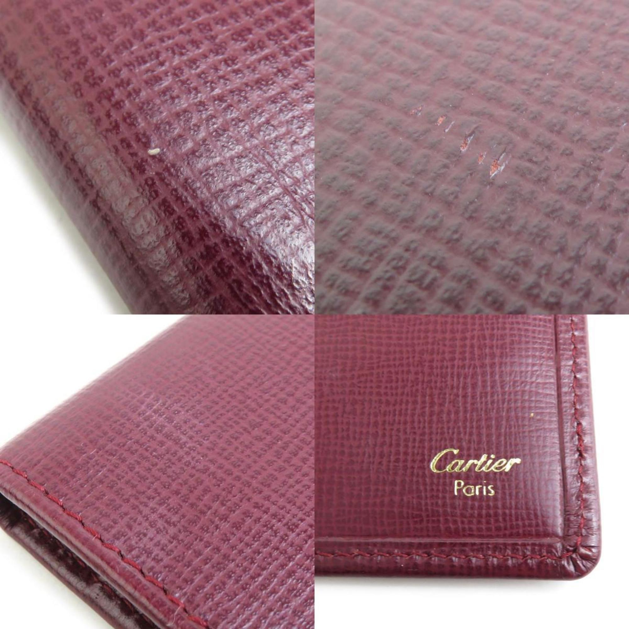 CARTIER Wallet Must Line Leather Bordeaux Men's Women's 55769f