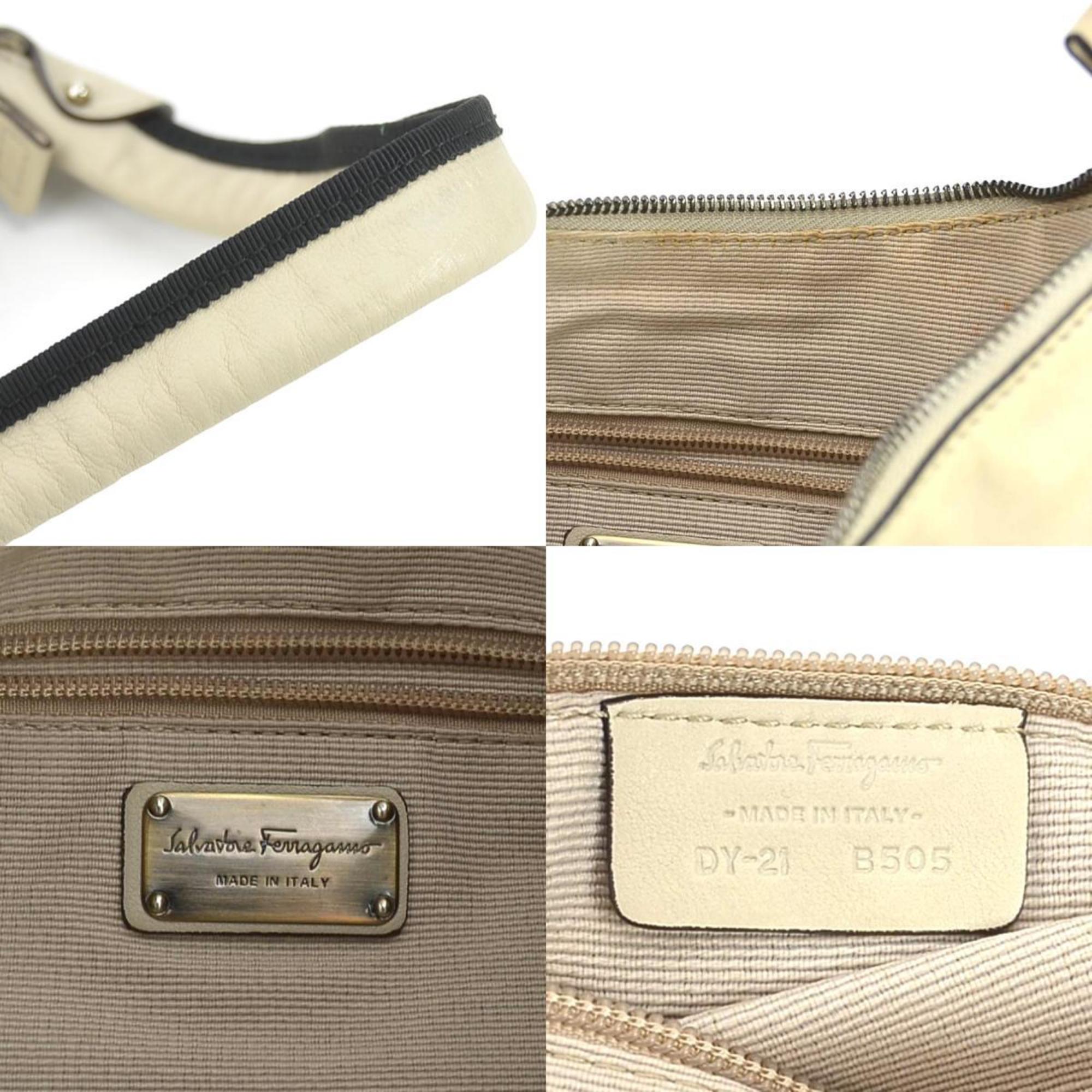 Salvatore Ferragamo Shoulder Bag Vara Ribbon Leather Light Greige Women's e59512g