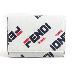 FENDI Tri-fold Wallet FILA Collaboration Leather White Men's Women's 8M0395-A5P6 r10234a