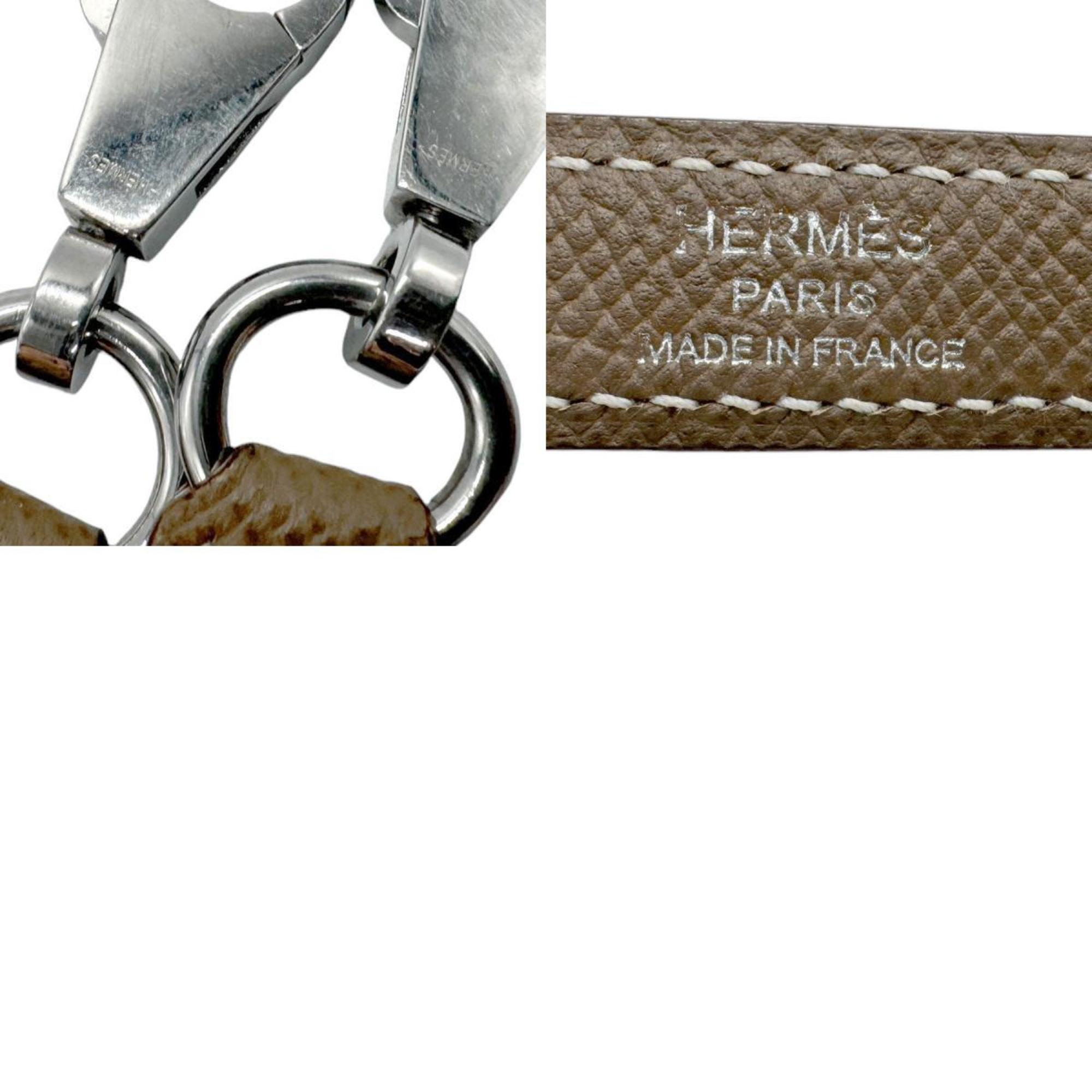 Hermes shoulder strap for Kelly and Bolide, Epsom leather, silver, men women, z2757