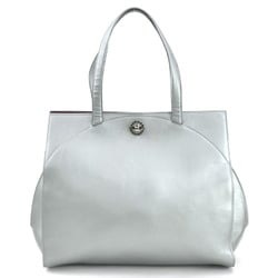 BVLGARI handbag leather silver ladies r10225a