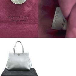 BVLGARI handbag leather silver ladies r10225a