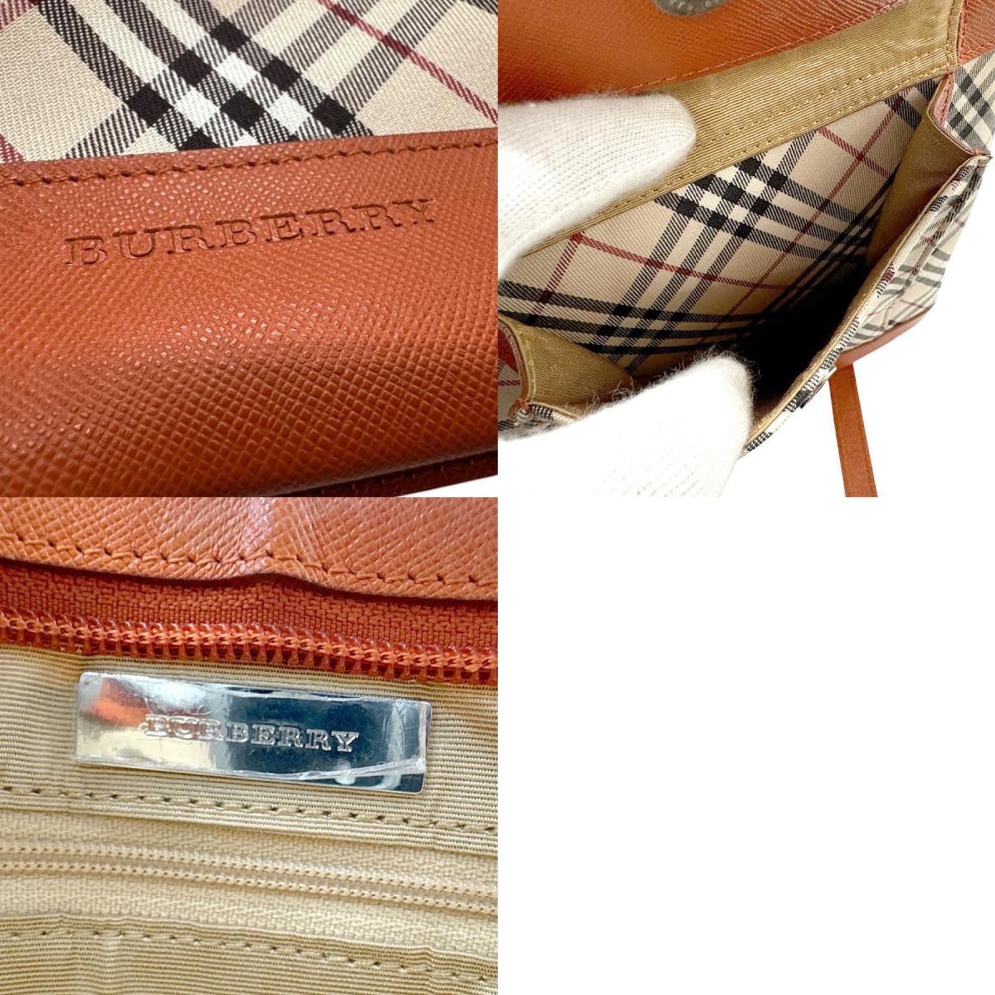 Burberry Shoulder Bag Nylon Canvas Leather Beige x Orange Women's b0114