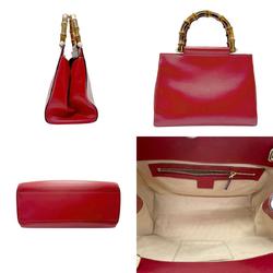 GUCCI Handbag Shoulder Bag Bamboo Leather Red Women's 453767 z2782