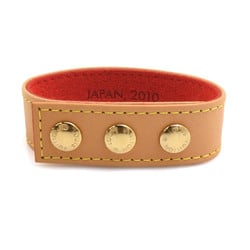 Louis Vuitton LOUIS VUITTON Bracelet JAPAN 2010 Leather Metal Beige Gold Women's e59530a