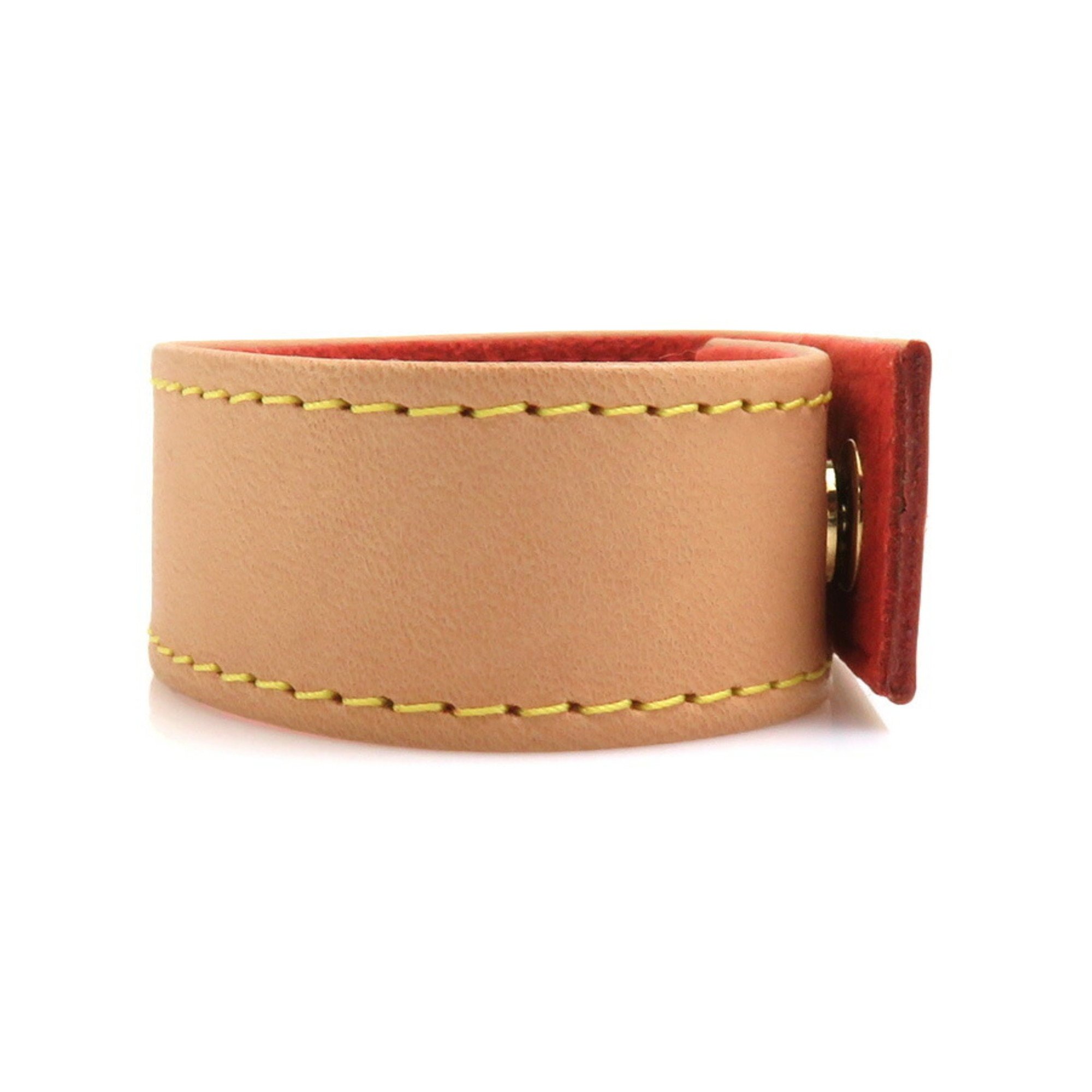 Louis Vuitton LOUIS VUITTON Bracelet JAPAN 2010 Leather Metal Beige Gold Women's e59530a