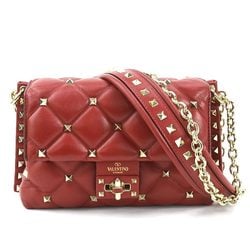 Valentino Garavani Shoulder Bag Candy Leather Metal Dark Red Gold Women's e59513a