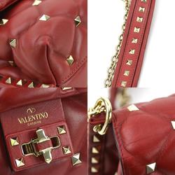 Valentino Garavani Shoulder Bag Candy Leather Metal Dark Red Gold Women's e59513a