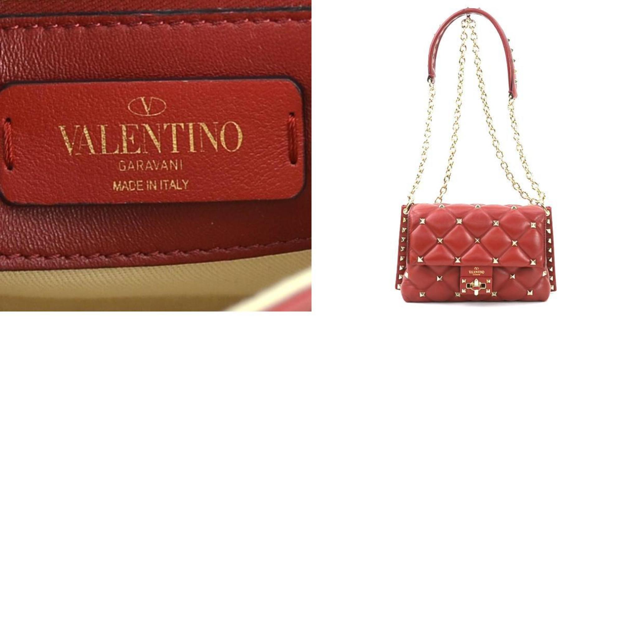 Valentino Garavani Shoulder Bag Candy Leather Metal Dark Red Gold Women's e59513a