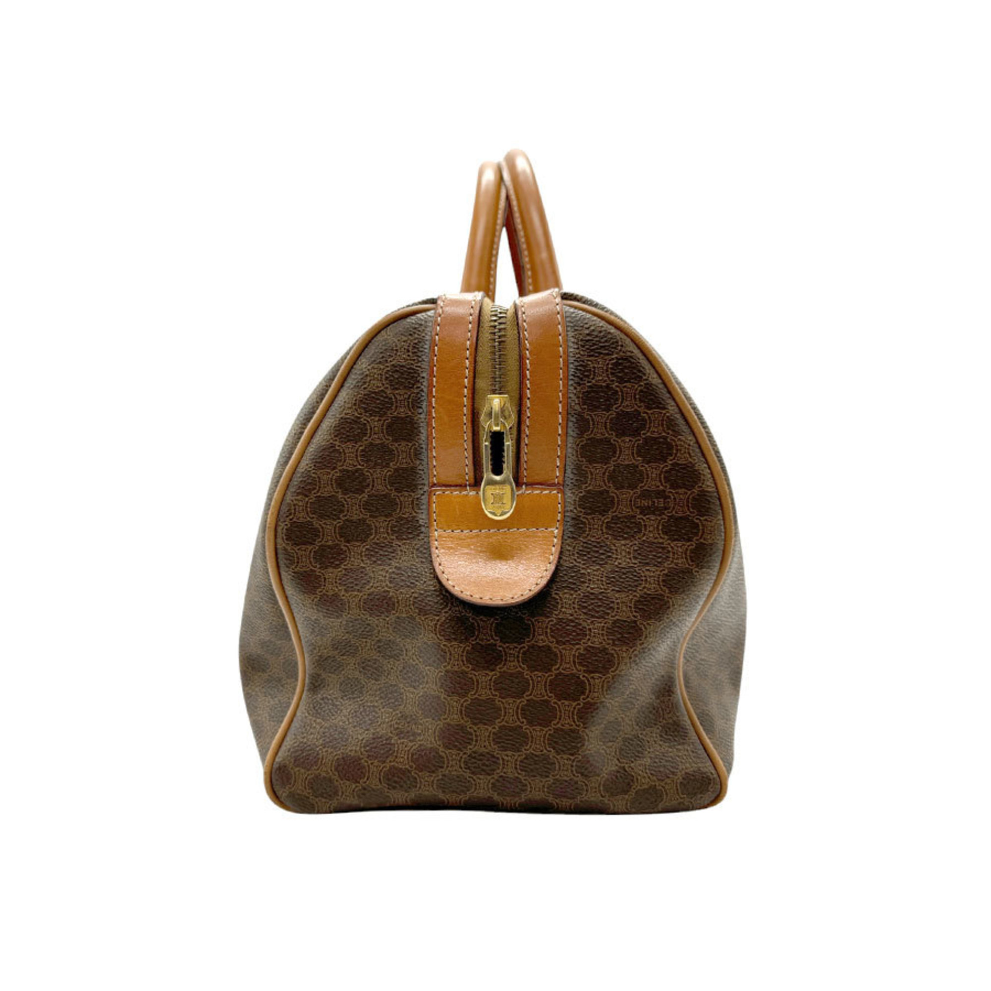 CELINE handbag Boston bag Macadam leather brown gold men's women's z2773