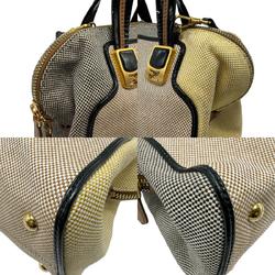 FENDI Handbag Shoulder Bag Canvas Enamel Black x Brown Yellow Women's 8BL117-GOW n0714