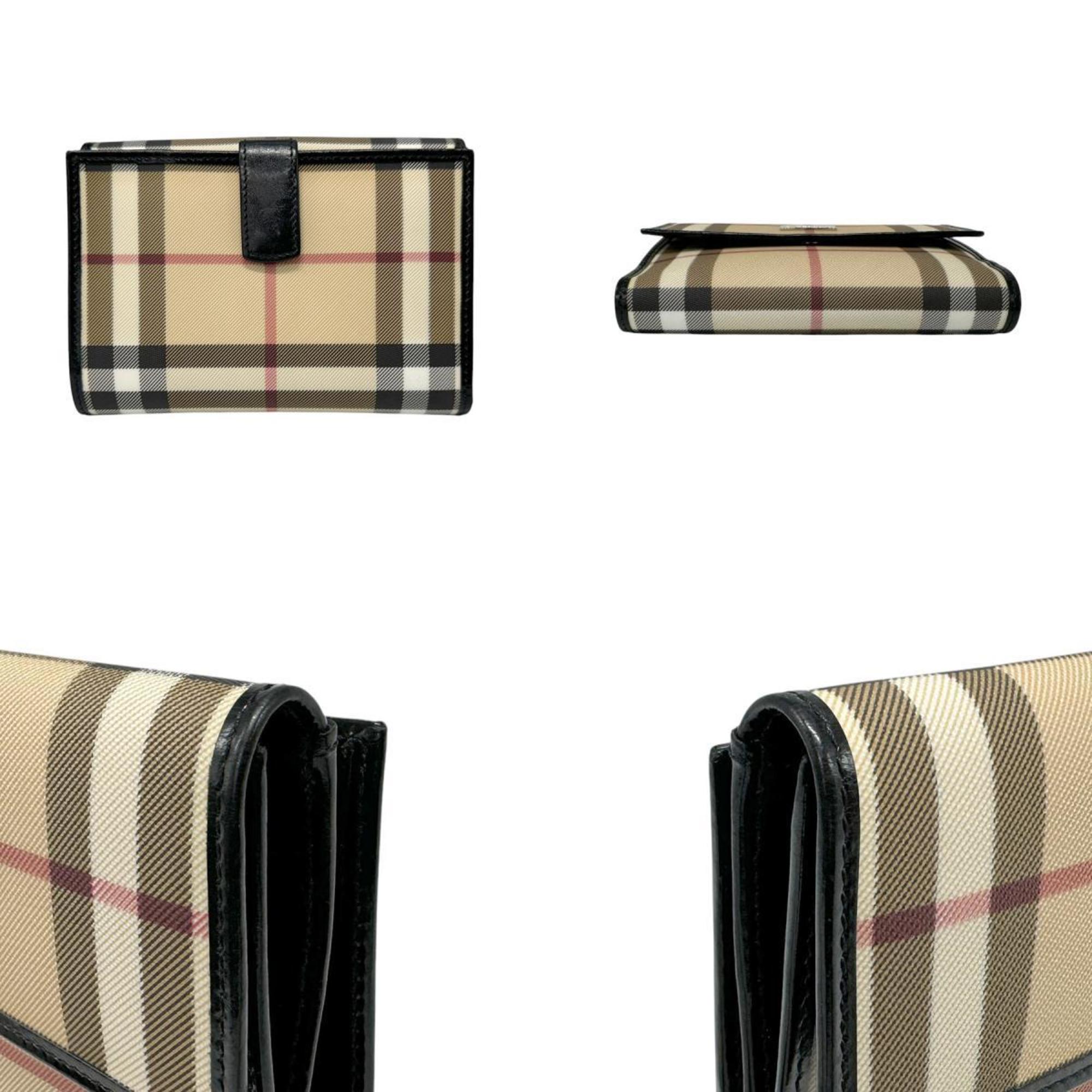 Burberry bi-fold wallet, Nova check, beige, multi-color, silver, women's z2786