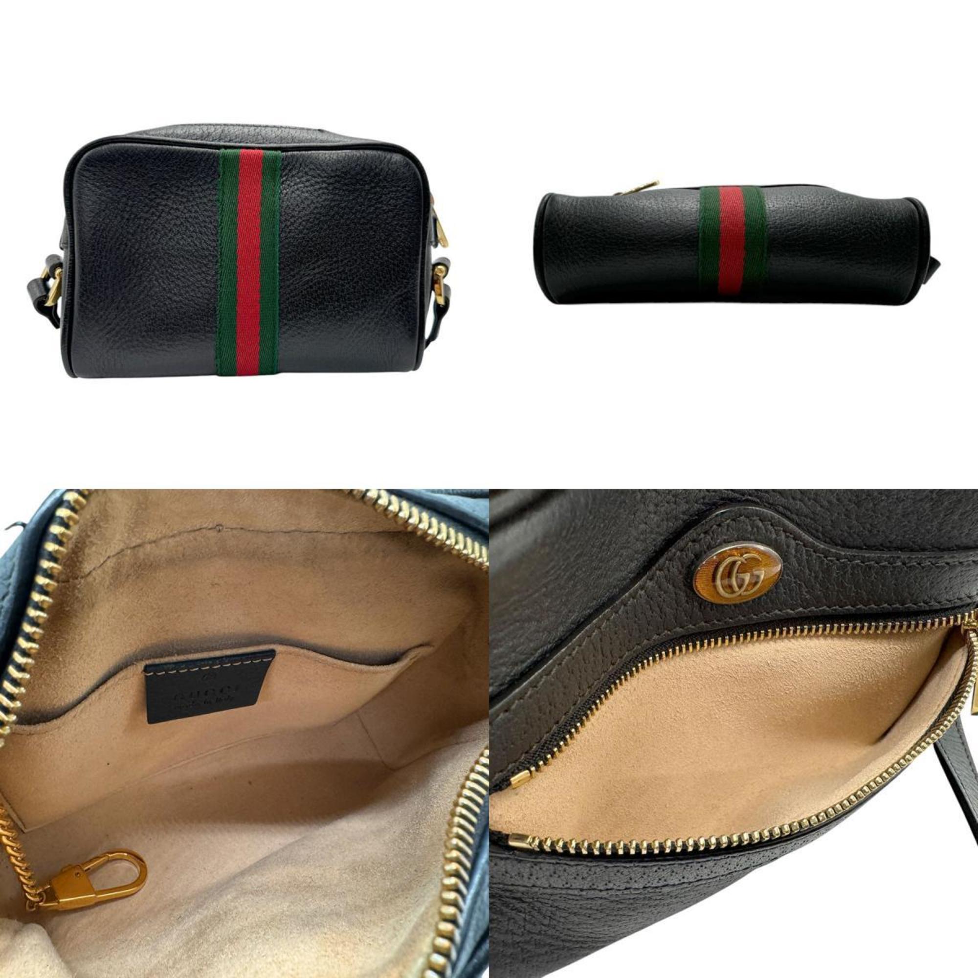 GUCCI Shoulder Bag Ophidia Leather Black Men's Women's 517350 z2783