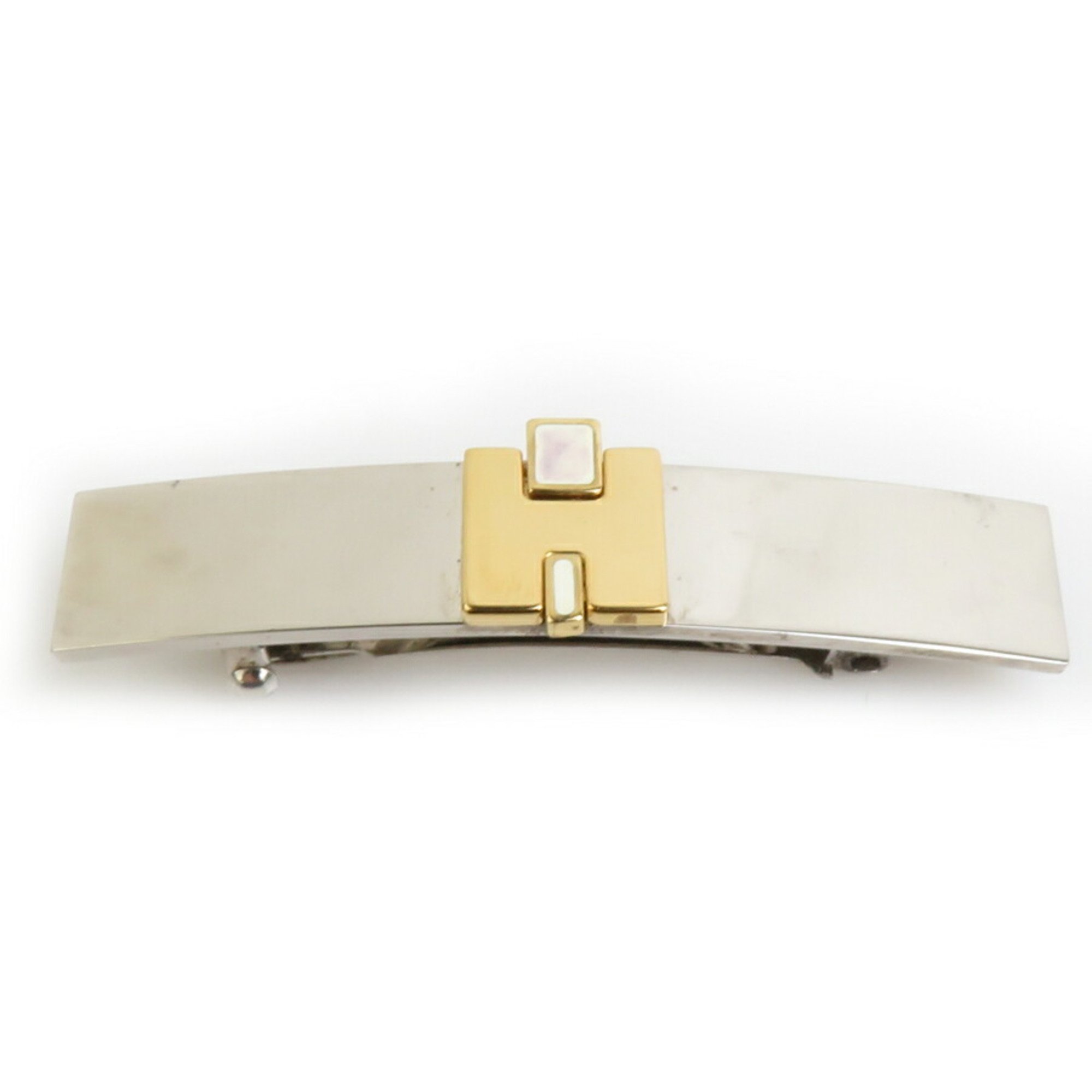 Hermes HERMES Barrette Metal Silver Gold White Women's e59526a