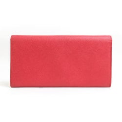 Salvatore Ferragamo Long Wallet Gancini Leather Metal Red Pink Silver Women's e59520f