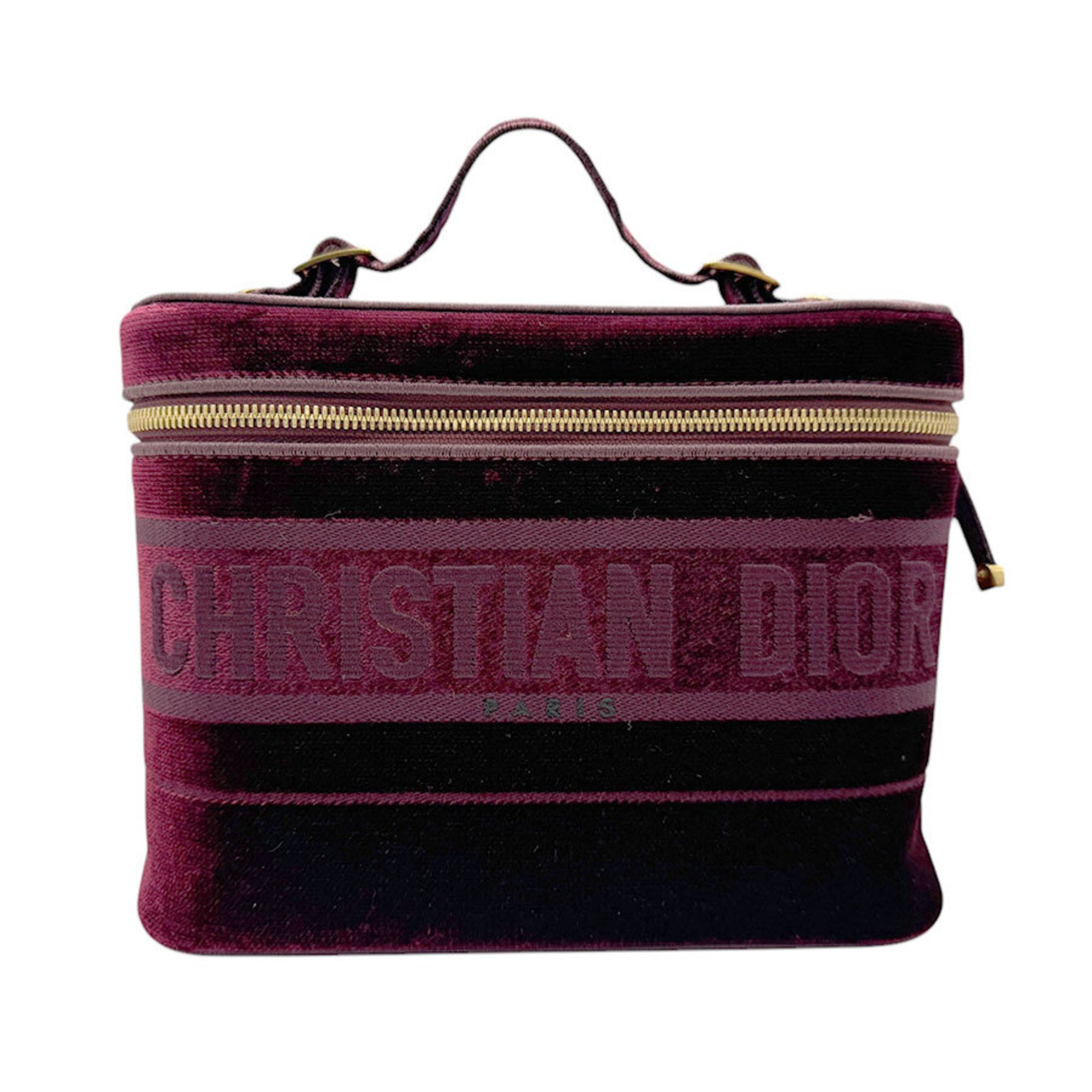 Christian Dior handbag vanity bag velour wine red women's z2778