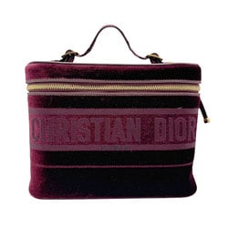 Christian Dior handbag vanity bag velour wine red women's z2778