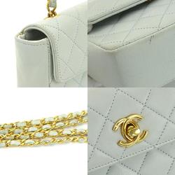 CHANEL Shoulder Bag Matelasse Leather Light Blue Gold Women's e59515a