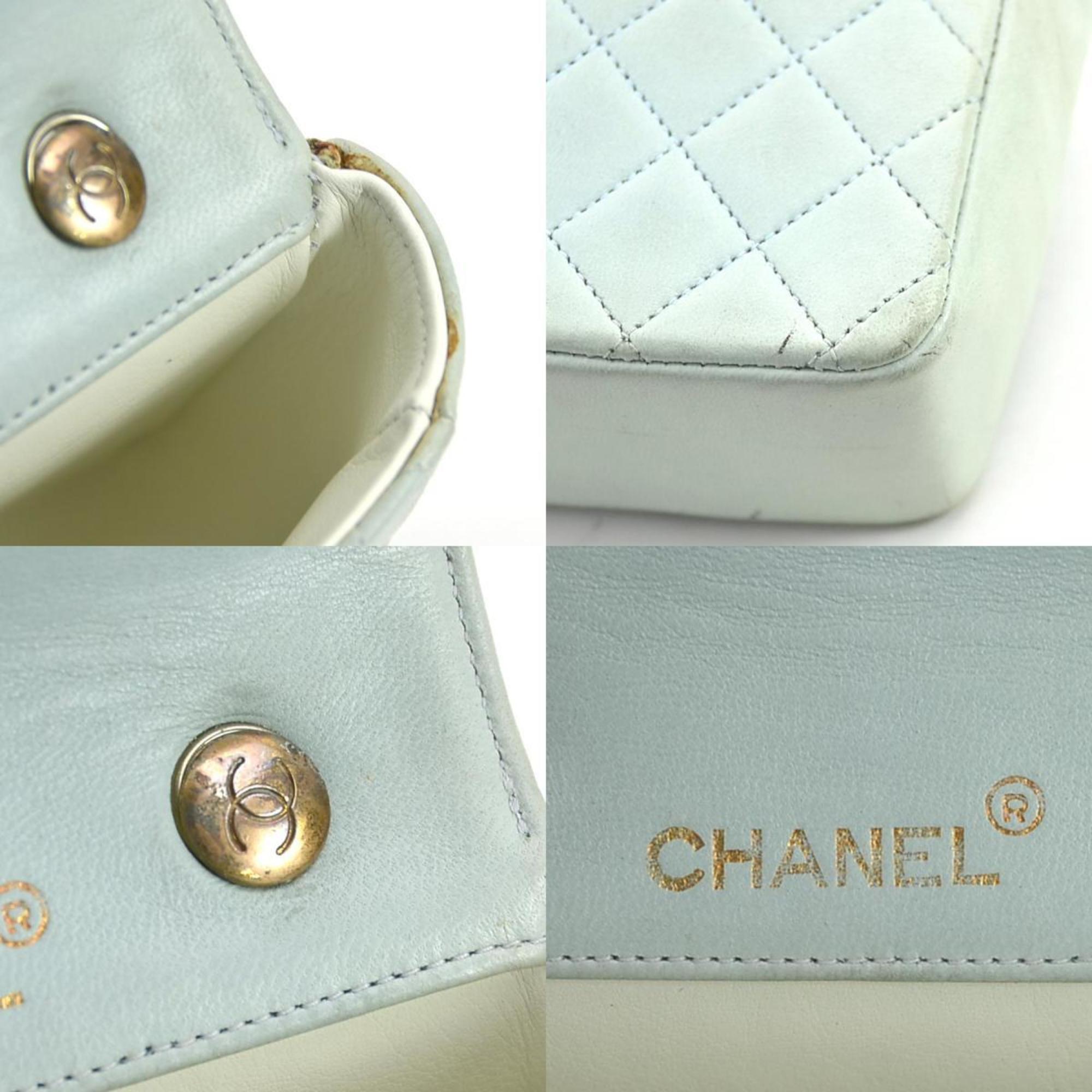 CHANEL Shoulder Bag Matelasse Leather Light Blue Gold Women's e59515a