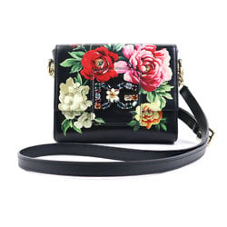 Dolce & Gabbana Shoulder Bag Flower Leather Black Multicolor Gold Women's e59516g