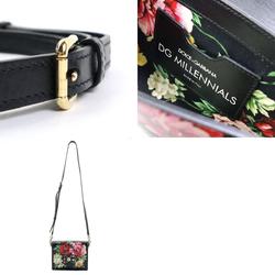 Dolce & Gabbana Shoulder Bag Flower Leather Black Multicolor Gold Women's e59516g