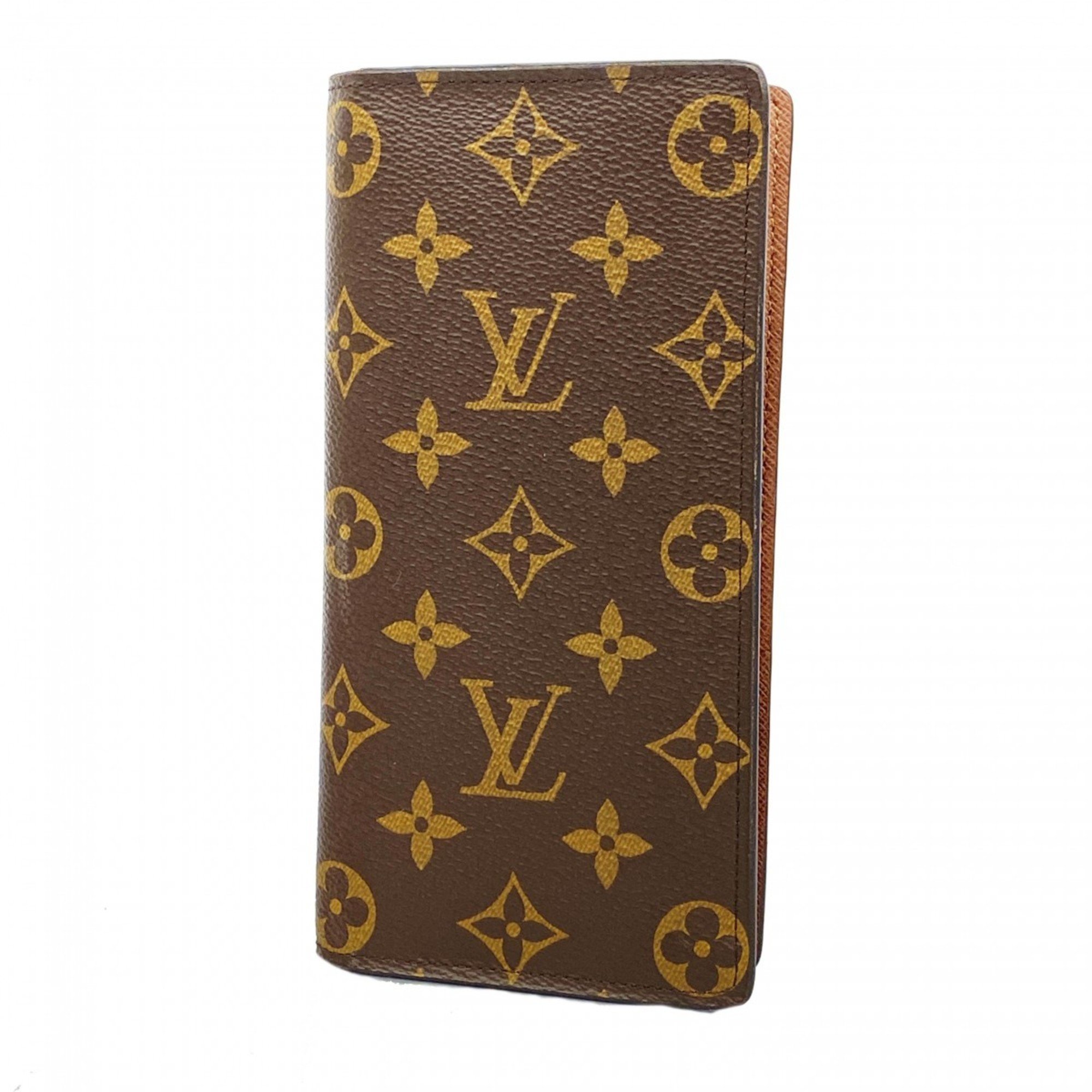 Louis Vuitton Long Wallet Monogram Portefeuille Brazza M66540 Brown Men's