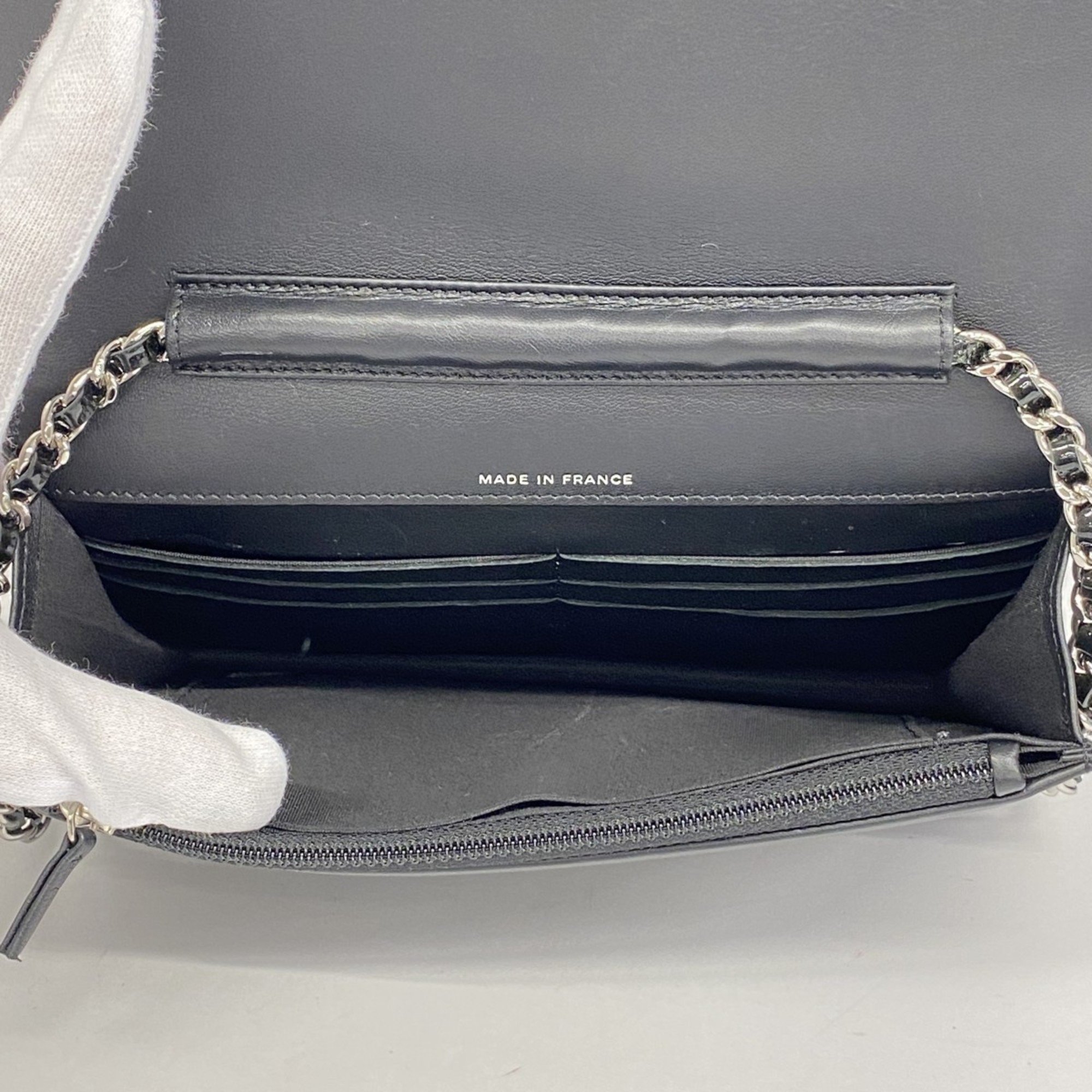 Chanel Shoulder Wallet Patent Leather Black Women's