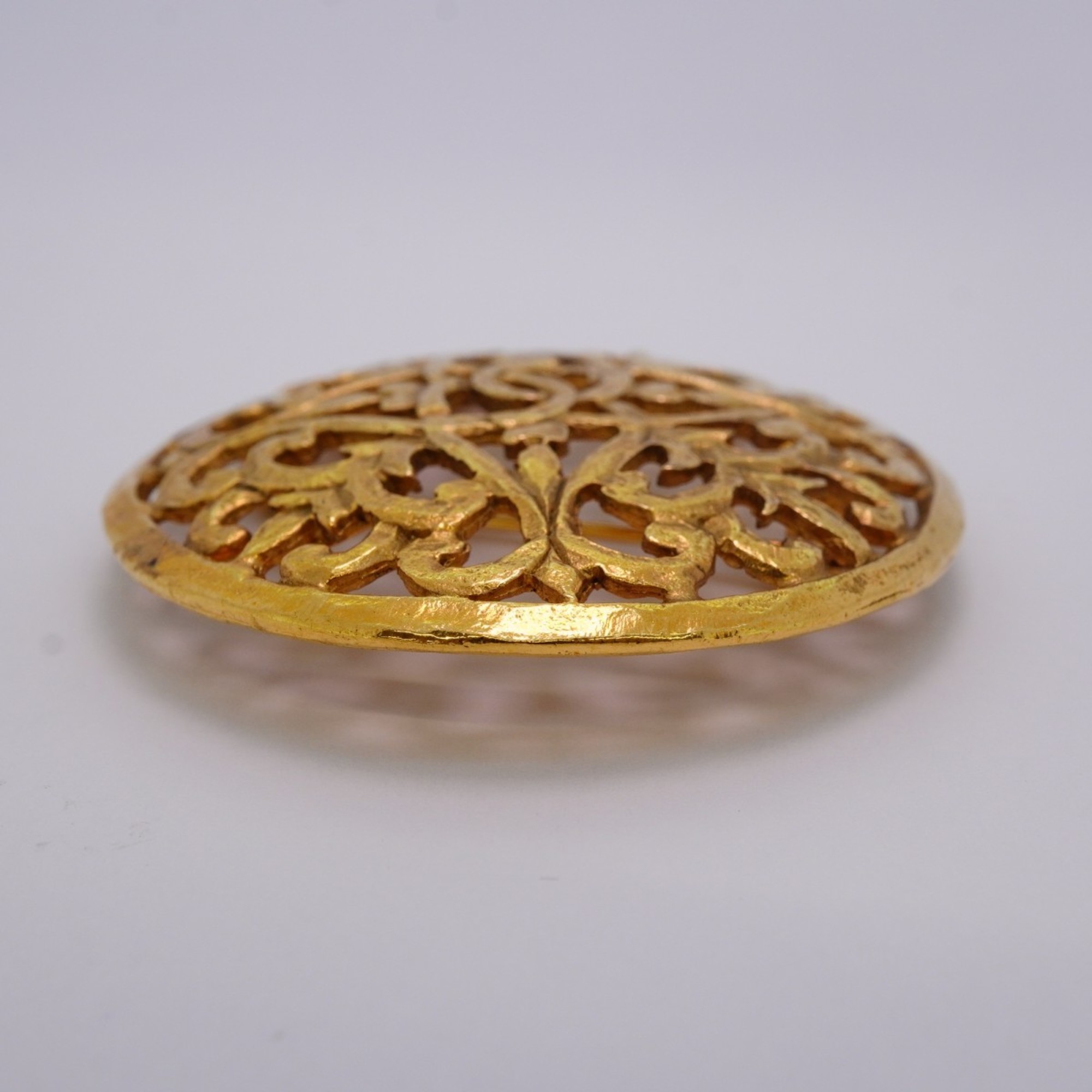 Chanel Brooch Coco Mark Circle GP Plated Gold Ladies