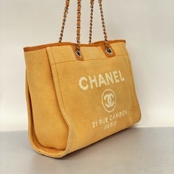 Chanel Tote Bag Deauville Canvas Orange Women's