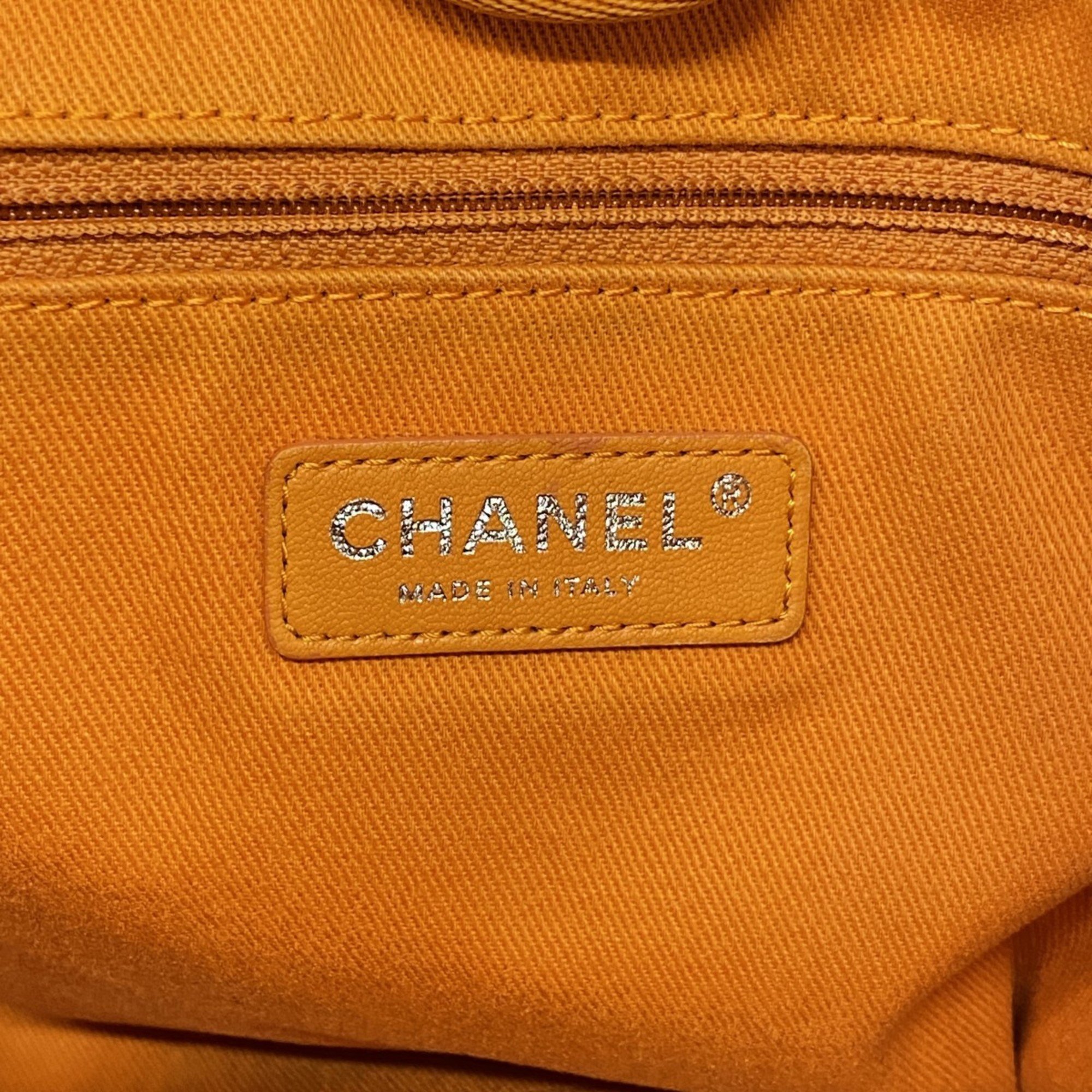 Chanel Tote Bag Deauville Canvas Orange Women's