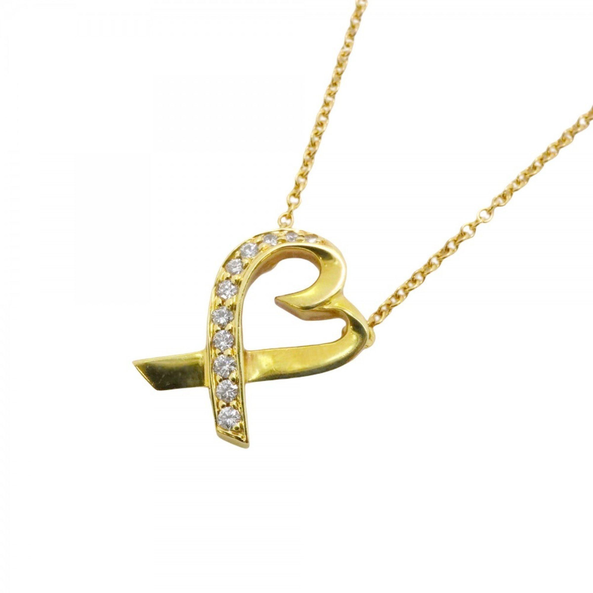 Tiffany Necklace Loving Heart Diamond K18YG Yellow Gold Ladies