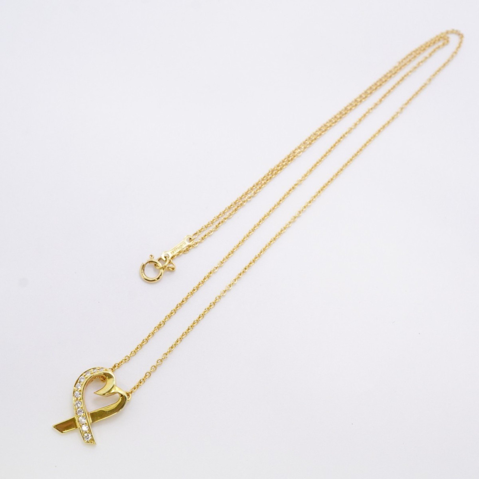 Tiffany Necklace Loving Heart Diamond K18YG Yellow Gold Ladies