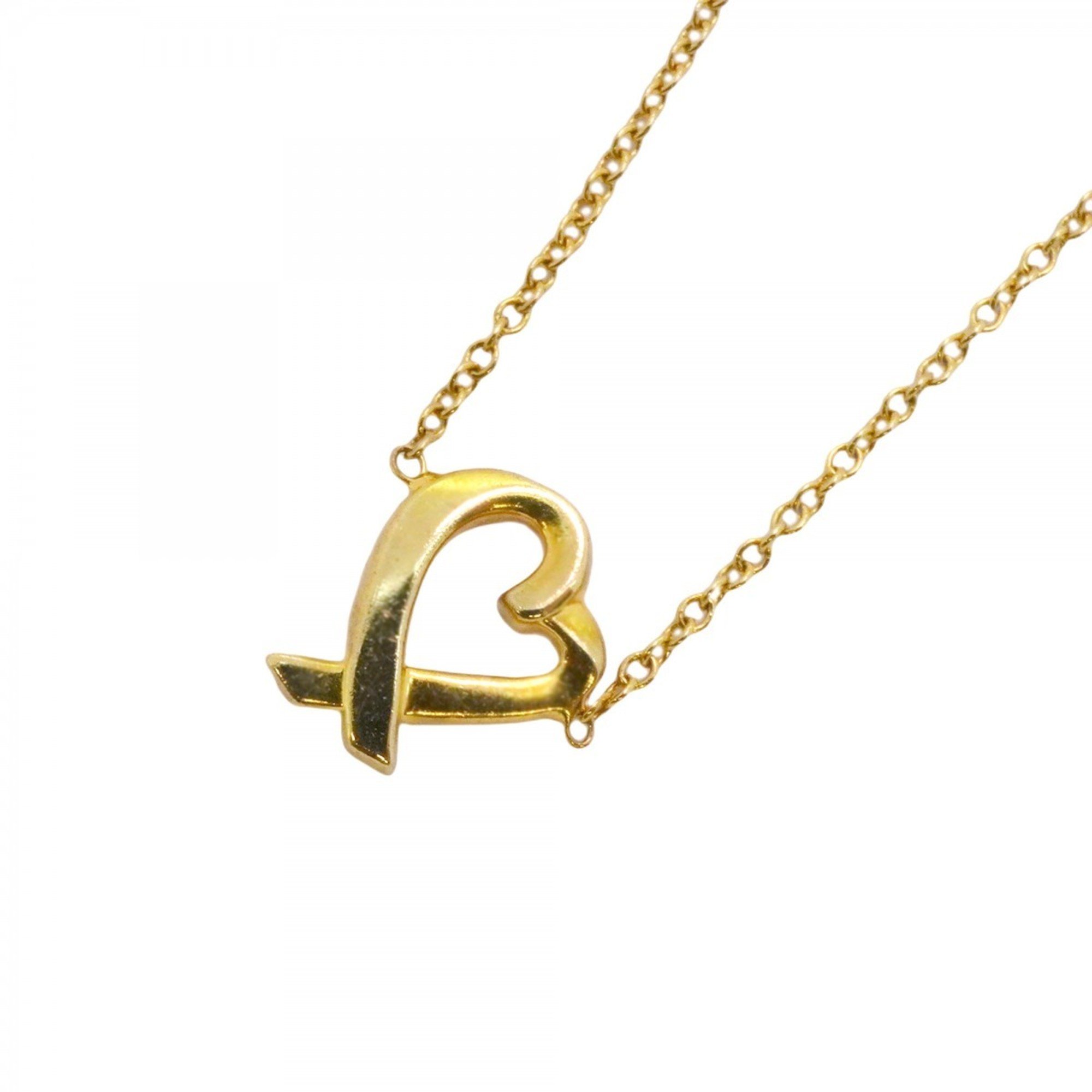 Tiffany Necklace Loving Heart K18YG Yellow Gold Ladies