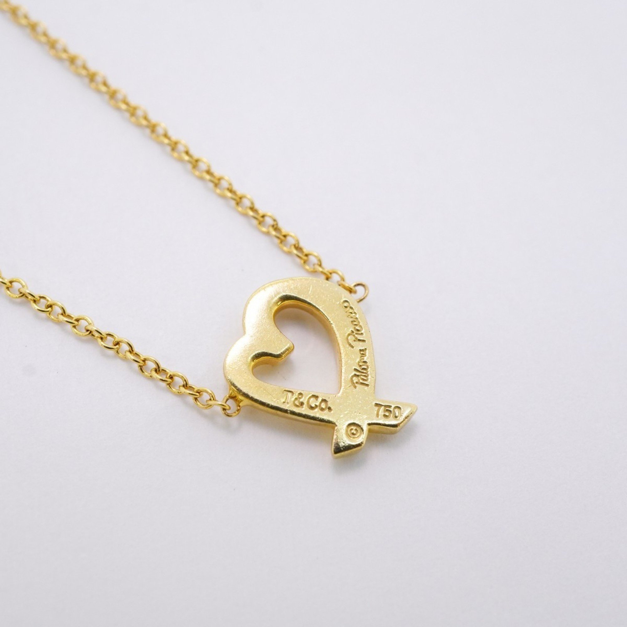 Tiffany Necklace Loving Heart K18YG Yellow Gold Ladies