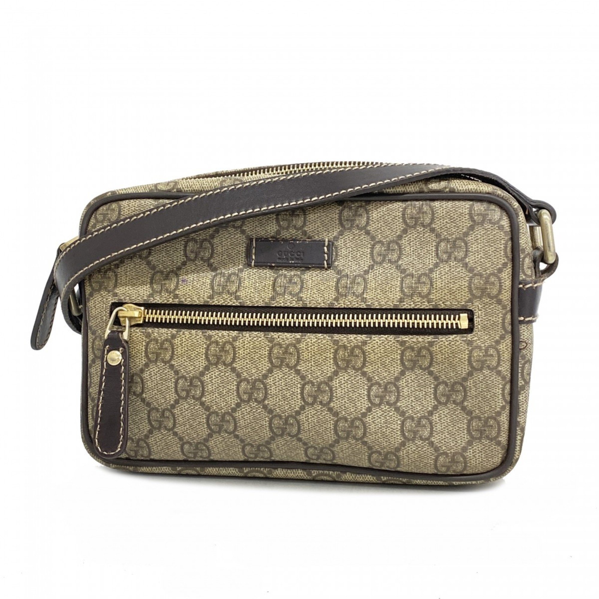 Gucci Shoulder Bag GG Supreme 201447 Brown Women's