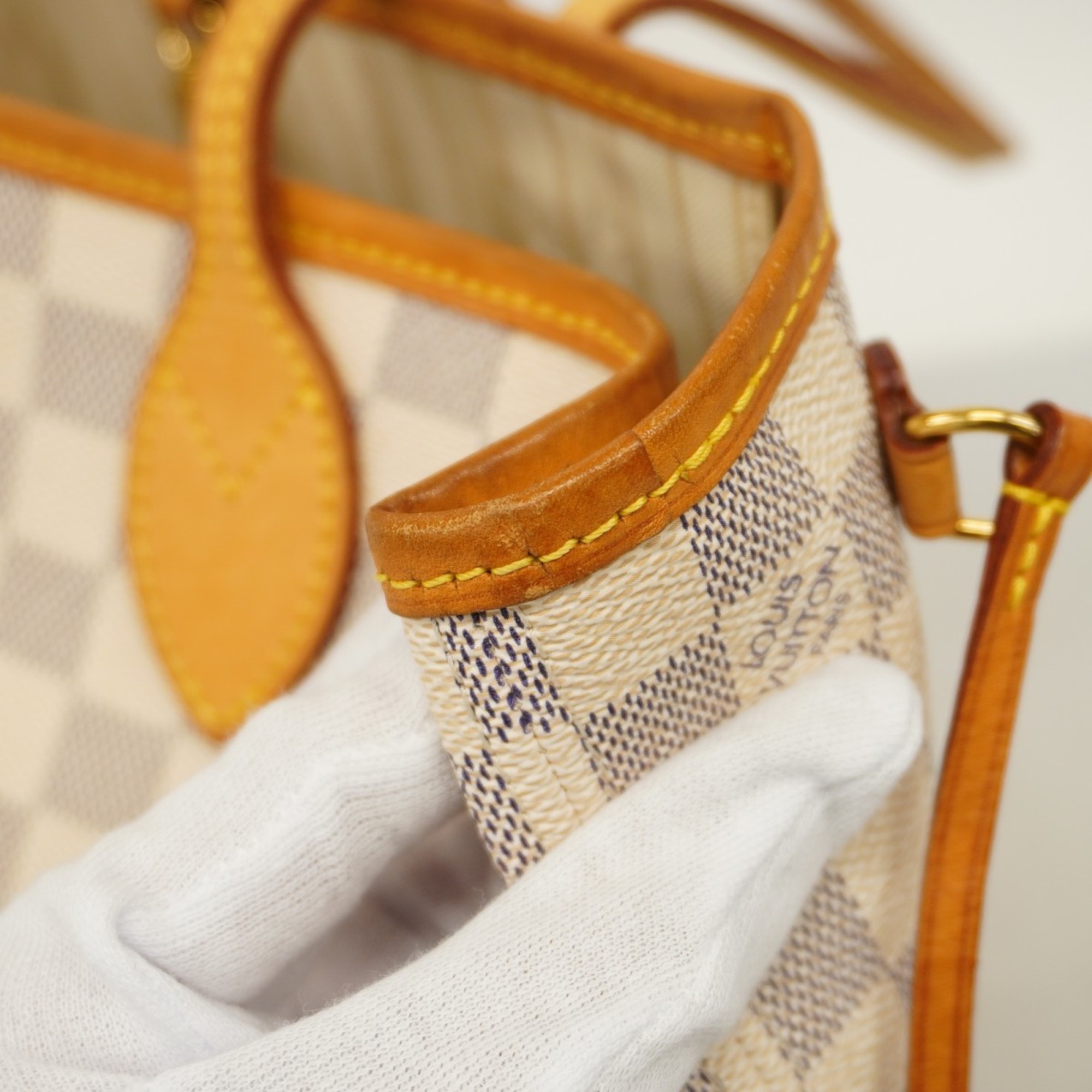 Louis Vuitton Tote Bag Damier Azur Neverfull PM N40605 White Women's