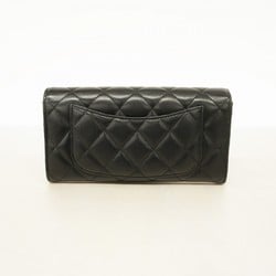 Chanel Long Wallet Matelasse Lambskin Black Women's