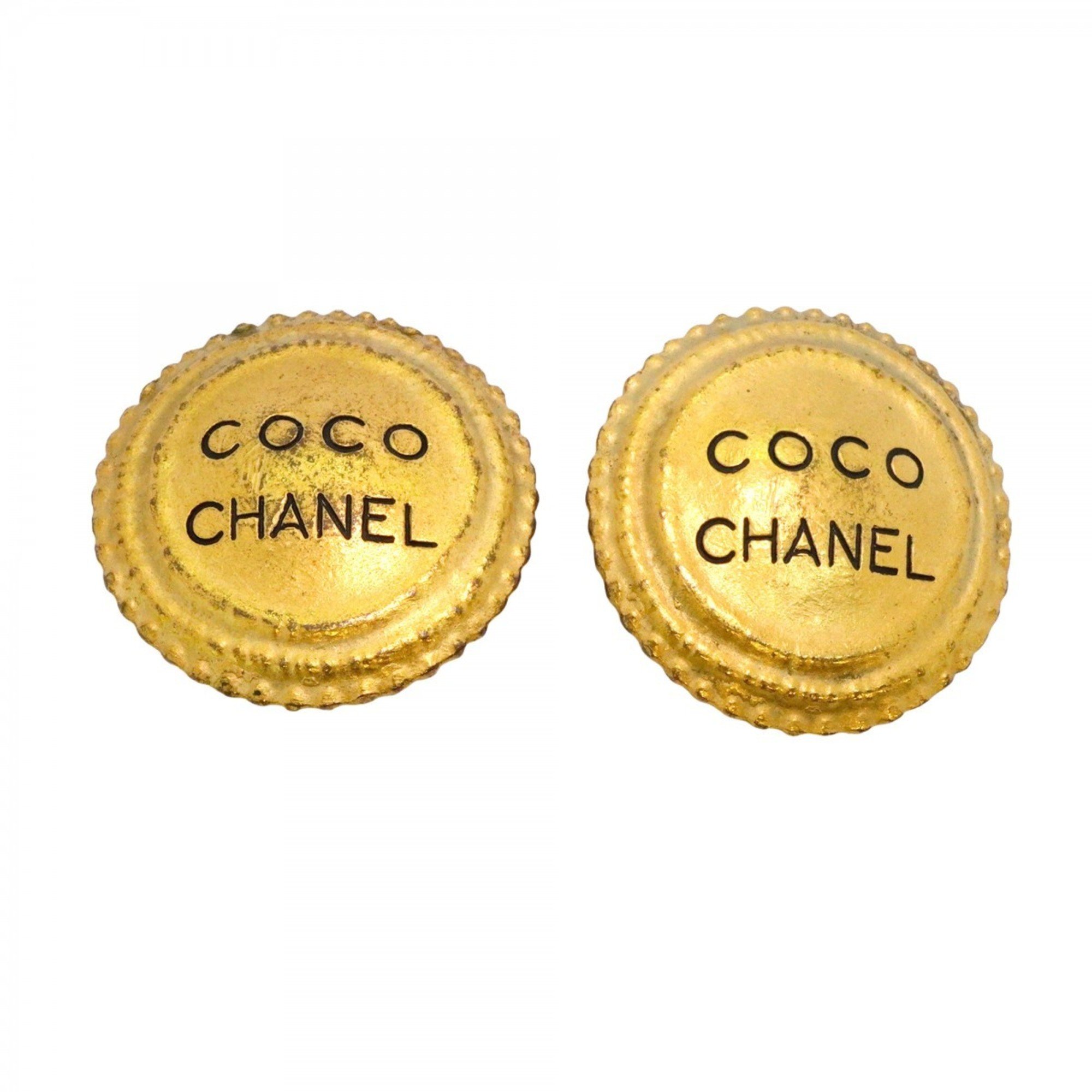 Chanel Earrings COCO Circle GP Plated Gold Ladies