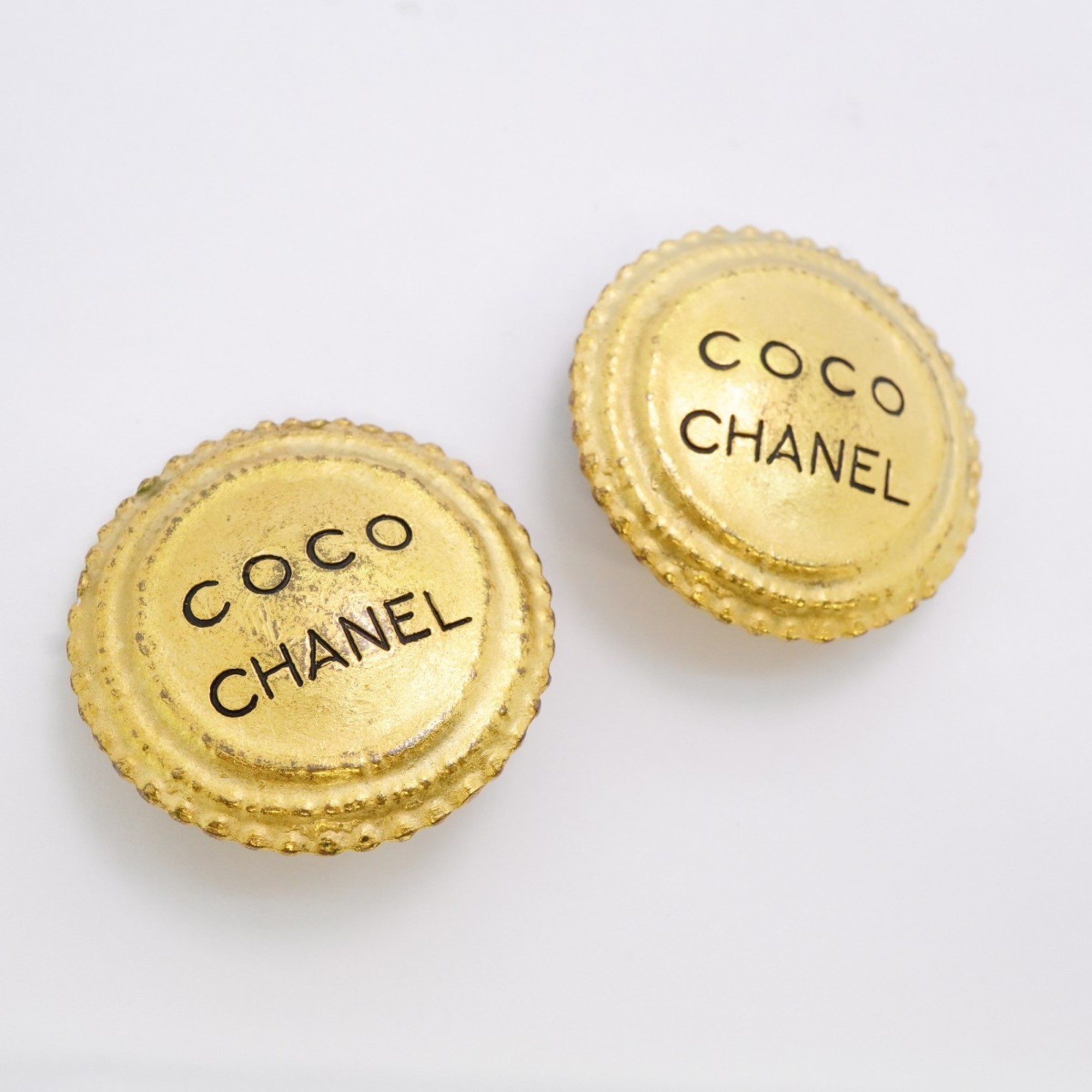 Chanel Earrings COCO Circle GP Plated Gold Ladies