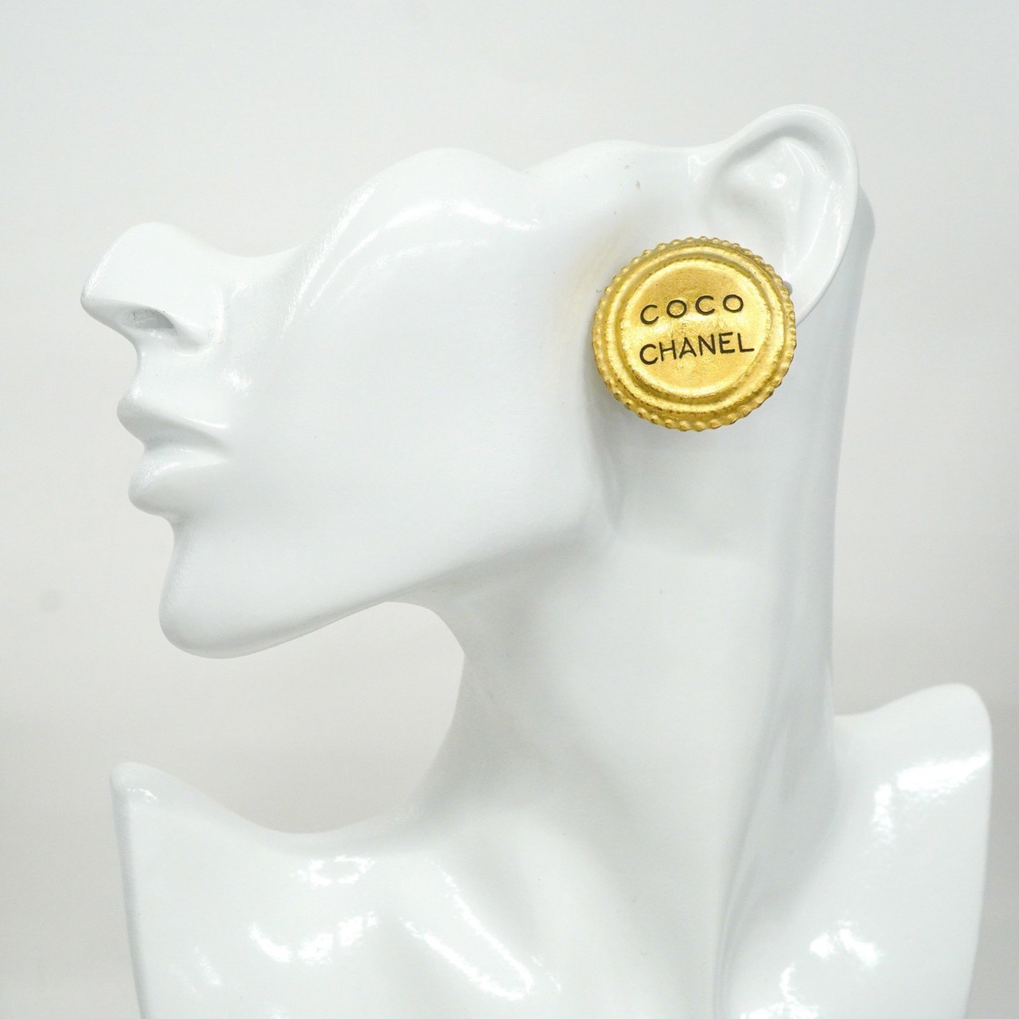 Chanel Earrings COCO Circle GP Plated Gold Ladies